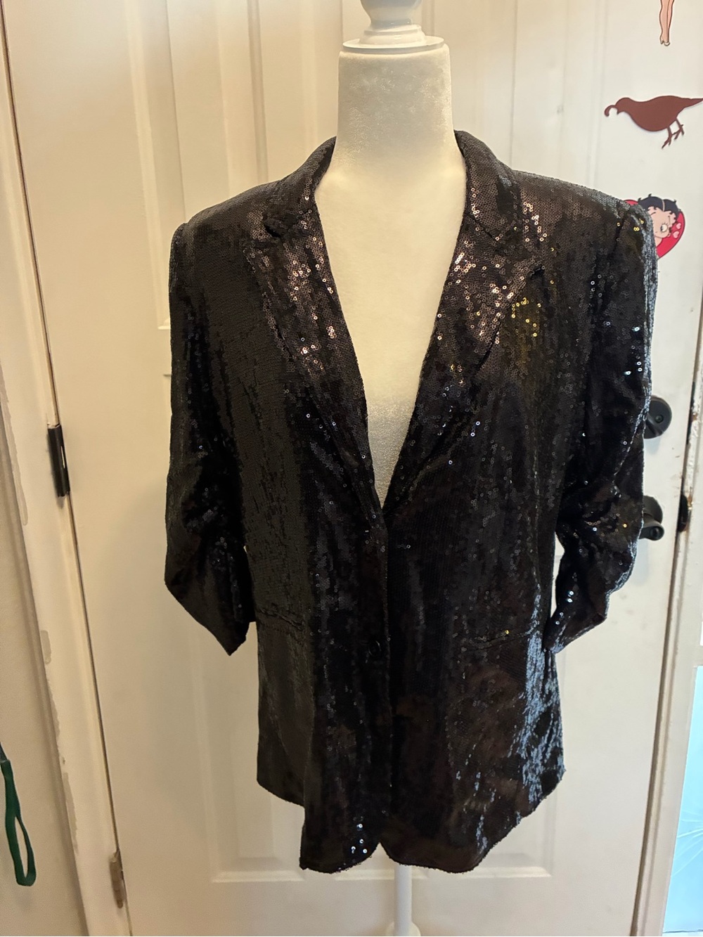 Chelsea & Theodore Black Sequin Blazer Jacket